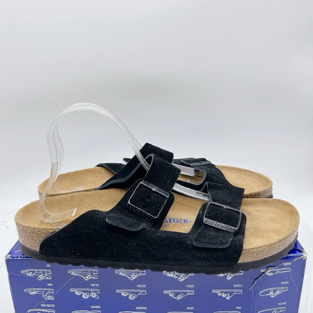 Birkenstock Arizona Soft Footbed Sandal Black Suede EU 45 Mens US 12- 12.5 Wide